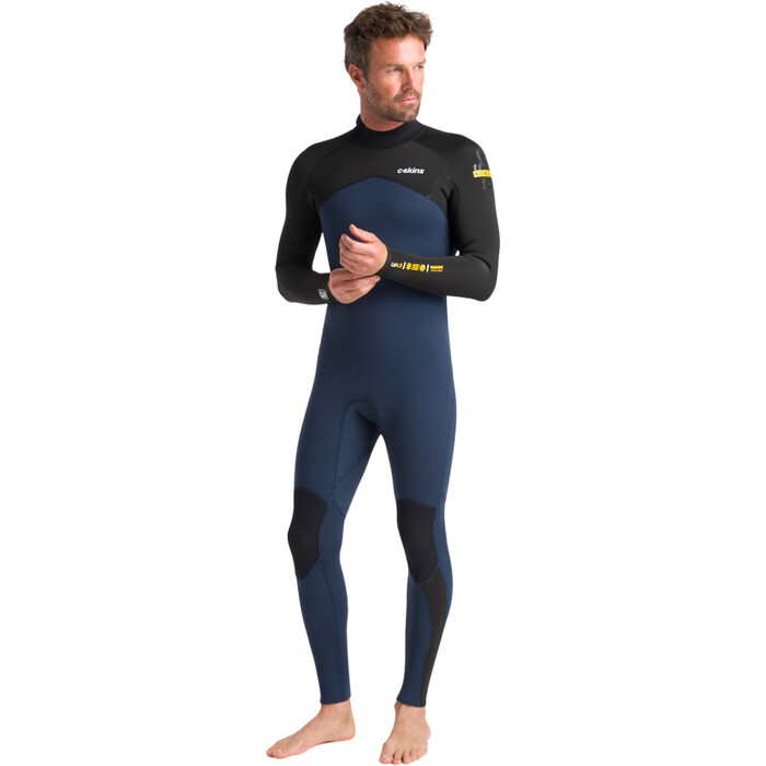 2024 C-Skins Mens NuWave Legend 4/3mm Back Zip Wetsuit C-NLE43MBZ - Bluestone / Black / Saffron